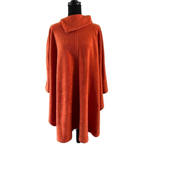 Jackets & Blazers - Vintage Cozy Orange Teddy Poncho - One Size